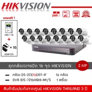 HIKVISION ชุดกล้องวงจรปิด 16 ตัว รุ่น DS-2CE16D0T-IRF *16 + DVR 16CH รุ่น iDS-7216HQHI-M1/S *1 (แถมฟ