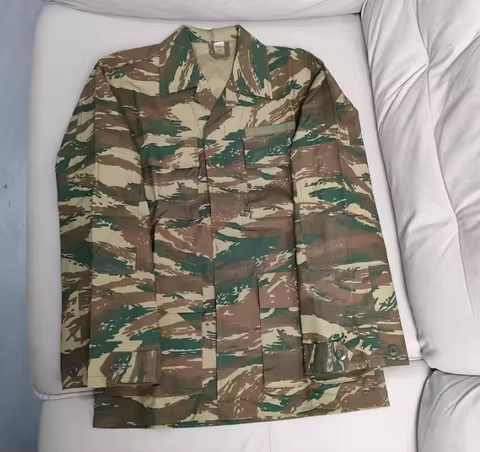 Greek Camouflage Jacket Brushstroke Lizard Man Green Vintage