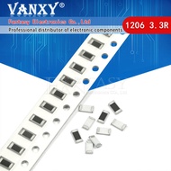 100PCS 1206 SMD Resistor 1% 3.3 ohm chip resistor 0.25W 1/4W 3.3R 3R3
