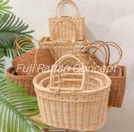 Rattan Picnic Basket | Handmade Rattan Basket With Handle | Bakul Berkelah | Beg Rotan | Shopping Ba