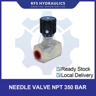 RFS 1/4" to 1/2" NPT Female Connection, Carbon Steel Straight Needle Valve up to 5000 PSI (350Bar)