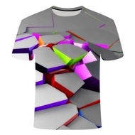 Color Three-Dimensional Square 3D Digital Printing Trendy Men's Short-Sleeved T-Shirt HF11.26