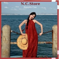 SEXY RED MAXI DRESS WITH RED COLLAR