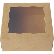 SATU LAGI Kotak Roti Coklat 6" dengan Tingkap pvc untuk Kotak Pai dan Biskut, Kotak Kertas Kraft Sem