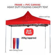 Red 8x8 Feet Full Set PVC Canvas Heavy Duty Folding Canopy Tent Kanopi Bazar Payung Pasar Malam Khemah
