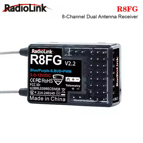 Radiolink R8FG 8 Channle 2.4G Gyro RC Receiver Voltage Return 600 Meters Long Range RX for Car Boat 