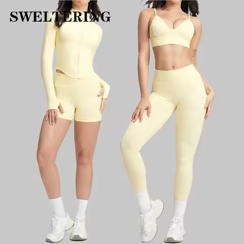 SWELTERING 2/3PCS Seamless Yoga Set Gym Clothes Sportswear Fitness Suits Women Workout Bra Crop Top 