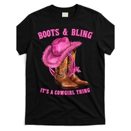 Western Cowgirl Men's Graphic T-Shirt'Boots Sparkle Cowgirl Vibe' Black Pink Western Design Soft Coo