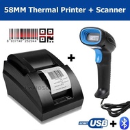 58mm Thermal USB Bluetooth 2 inch Receipt Bill Printer Barcode Scanner Laser 1D Code Reader Pos Syst