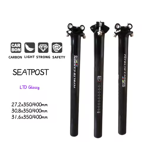 FCFB Carbon Seatpost Offset 0mm MTB Bike Seatpost Carbon Black Seat Post 25.4/27.2/30.8/31.6*350/400