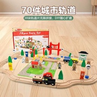 Children's Wooden Track Simulation Electric Train Beech Wood Set Gift Compatible with Thomas Toys Ed