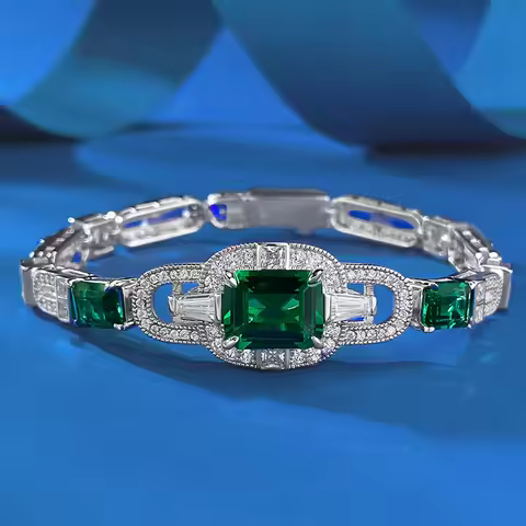 Wings of Light Jewelry 2026 New 18K White Gold Emerald 8*10 Platinum PT950 Bracelet Temperament High