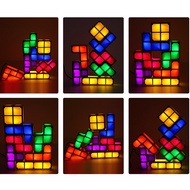 DIY Tetris Puzzle 3D LED Night Light Induction Stackable Constructible Block Desk Lamp 7 Colors Nove