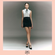 [asv pf24] Elysia Mini Dress เดรสผู้หญิง แขนกุด แต่งผ้าปิเก้ผูกโบว์ ดีเทลตีเกล็ดด้านหน้า แต่งกระเป๋า