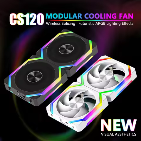 JUMPEAK CS120 ARGB Cooling Fan 240mm Modular Stackable Splicing PWM Silent 120mm RGB Fans For Gaming