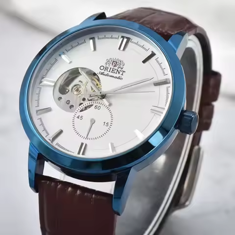 Sport Automatic Mechanical Double Lion Orient Watch Full Function World Time Waterproof Skeleton Cas