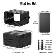 Phenyx Pro 4U/6U Rack Case Rackmount Road Case Detachable Front and Back Cover Storage Shockproof Wa