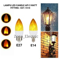 3 WATT FIRE CANDLE LED LAMP E27 FITTING E14/ DECORATION LAMP