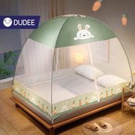 DUDEEมุ้งเหลี่ยม มุ้งครอบ สามารถกันยุง คลุมเตียงได้ หมีHappyน้ำเงินcover มุ้งกันยุง4F