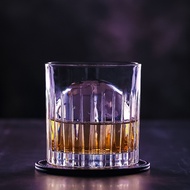 Whiskey Glass - Striped Edge Rock Cup - Glass Cup