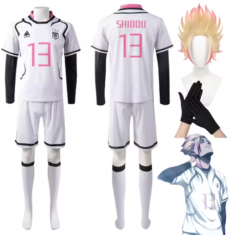 Japan Anime Blue Lock Ryuusei Shidou Cosplay Costumes Shidou Wigs Soccer Jersey Set Mens U20 Footbal