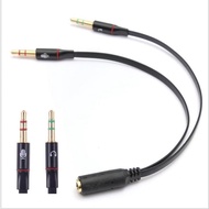 HITAM Y Splitter Cable 2 Male 1 Female Jack 3.5mm PC Audio Microphone - Black Discount