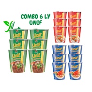 [COMBO 6 CUP] UNIF Herb Beef Cup, Kim Chi Cup, Spicy and Sour Shrimp Cup Instant Noodle Cup Noodle