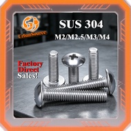 304 Stainless Steel Large Flat Head Screw Cross Slot Machine Screw Half Umbrella Round Head Mushroom