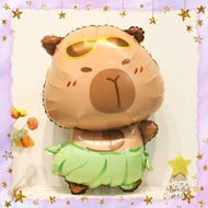 Hawaiian Grass Skirt Docile Capybara 30 inches Happy birthday party decoration aluminum foil balloon