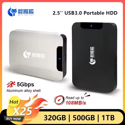 DATA FOX Dual-Use External HDD X25 - 2.5" Metal USB3.0 120MB/s for Game Storage/PC/PS5/TV Backup, Bl