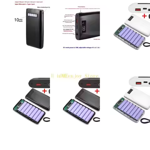 B0KF PowerBank 7Slot Case For 18650 Battery Holder Lightweight Durability Shell