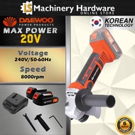 DAEWOO 20V Lithium 115mm Cordless Angle Grinder DALAG005 - Come with 2pcs Batteries - 6 Months Local
