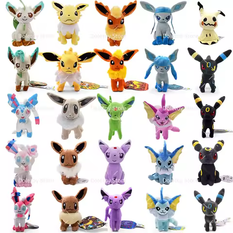 10 pcs/lot Eevee Collection Pokemon Plush Mimikyu Eevee Evolution Umbreon Vaporeon Sylveon Flareon L