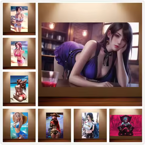 Final Fantasy Poster Final Fantasy Vii Classic Anim Game Poster Canvas Wall Painting Live Room Wall 