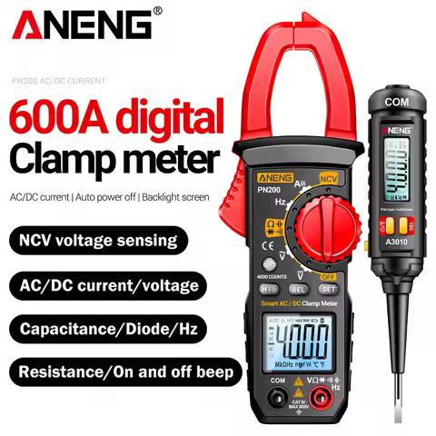 ANENG PN200 Multimeter Digital Clamp Meter DC/AC 600A Current Voltage+A3010 2 in1 Pen Type Multimete