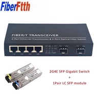 Fiber Optical Media Converter Gigabit Ethernet switch 10/100/1000M 4 RJ45 UTP and 2 SFP fiber Port