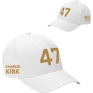 Charlie Kirk Hat Gold Embroidery USA 47 Baseball Cap for Men Women Republican Gift Hats White