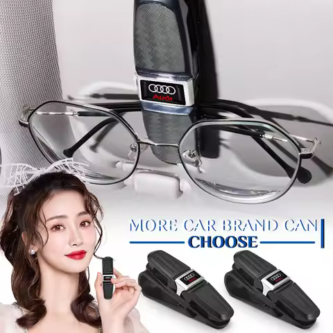 1Pcs Car Logo Sun Visor Eyeglasses Holder Portable Glasses Clip for Audi A6 Q3 A3 B5 B6 B7 B8 B9 Q7 