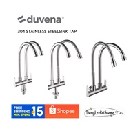 DUVENA Kitchen Double Spout Sink Tap/One Fixed One Flexi Spout/Two Fixed Tap/Stainless Steel 304 Mat