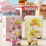 Mackensm Miniature Particles Street View Building Blocks Toy Gift Double-Layer Educational Creative 