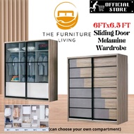 (INSTALLATION) 6FT X 6.5FT Height Custom Made Sliding Wardrobe/ Melamine Wardrobe /Almari Baju/Anti Jump(14-21 delivery)