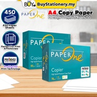 PaperOne A4 Paper 450 Sheet 70gsm 80gsm  -(REAM) Kertas A4 White Photostate Paper Fotostat Paper One