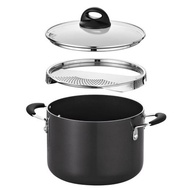 Tramontina Lock and Drain Pasta Pot 6qt Charcoal Gray | 5.7L Non-Stick Straining Cooking Pot - USA