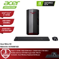 Acer Nitro 50 N50-610-10700W10D Gaming Desktop DG.E1ZSM.001 / i7-10700 / 8 GB / 256GB SSD + 1TB HDD /NVDIA GTX 1660 SUPER-6 GB / Win10