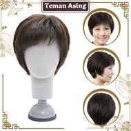 Hair Toupee Wanita Rambut Asli / Wig Wanita Pendek Rambut Asli Wig Pendek Untuk Wanita Paruh Baya