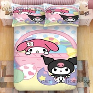kuromi Fitted Bedsheet pillowcase 3D printed Bed set Single/Super single/queen/king beddings korean cotton