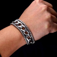 Fashion Charm Wide Bracelet Silver Chain Personality Men Bangle