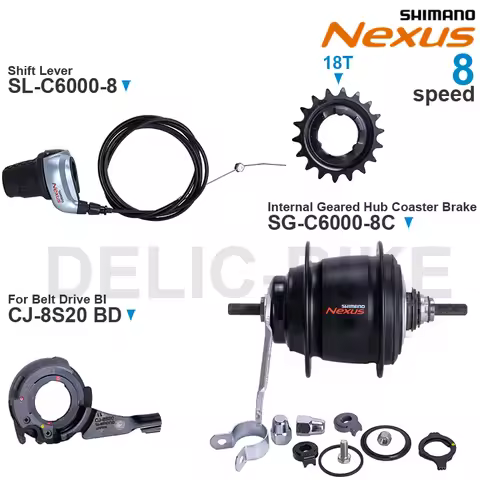 SHIMANO NEXUS C6000 Internal Geared Hub SG-C6000-8C SG-C6001-8D SG-8C20 and Shifter SL-C6000-8 SL-S5