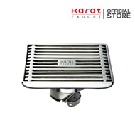 Karat Faucet Square Drain Grate With Open-Close Weight Connect To PVC Pipe 2-3.5" Flange 4"KA-49-832