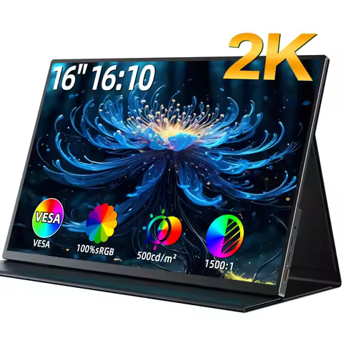 UPERFECT 2K Portable Monitor 16'' 500Nits LCD Gaming Display 2560x1600 QHD Travel Laptop USB C Compu
